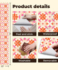 Badass Geometric Retro Floral Peel And Stick Wallpaper Roll Residue Free Self Adhesive Wall Covering 17.7x118 inch with wash and removable features.