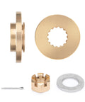 Propeller Installation Hardware Kit For Yamaha Outboard 60-85 Hp With Thrust Washer, Spacer, Washer, Nut, Cotter Pin Included - Repair Kit For 15-Spline Props components laid out