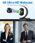 Next Level 4K Webcam With Adjustable Ring Light And Crisp Built In Microphone For Live Streaming mounted on a laptop screen with video display.