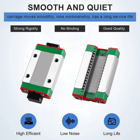 600mm MGN9 linear rail guide with MGN9H carriage block for DIY 3D printer shown in smooth and quiet operation