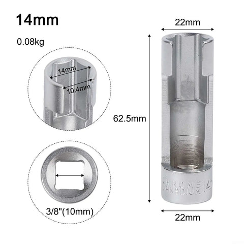 14mm socket from 3/8 Inch Drive Open End Crowfoot Wrench Set 10-18mm For Diesel Injector Line Nut Service, Chrome Vanadium