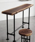Industrial table and stool made with 148 Piece Black Iron Pipe Fitting Set With Long And Short Pipes Tees Elbows Floor Flanges