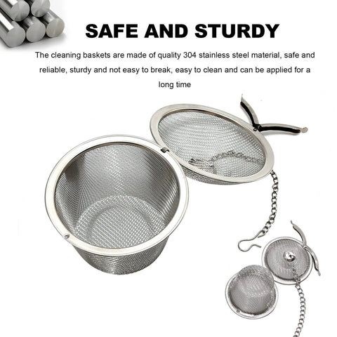 Heavy Duty 304 Stainless Steel Ultrasonic Cleaner Basket Set Slick Three Piece Jewelry And Small Parts Holder Kit with mesh design and secure hooks.