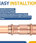 Close-up of Top Shelf 100 Pack Lead Free Copper Press Fittings 1 Inch By 3/4 Inch Reducing Coupler for easy plumbing install