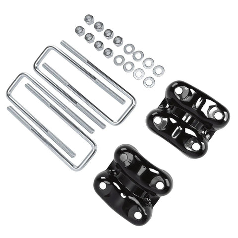 Rear Axle U Bolts And Plates Kit For Blazer 1992 To 2000 Heavy Duty Suspension Replacement With 8.75 Inch Metal U Bolts Leaf Spring Plates Fits C1500 K1500 1500 Series, black plates and hardware