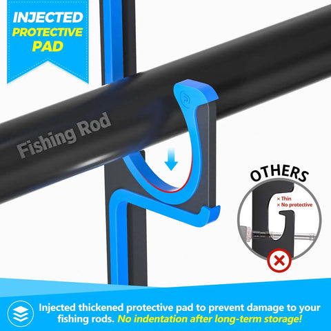 Close-up of protective pad on Horizontal Fishing Rod Holder Rack For Garage And Home Walls Or Ceilings Aviation Aluminum Pole Rack