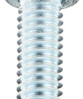 Close-up of a single Fifty Pack Pro Grade Steel Pan Head Machine Screw with Phillips Drive and Zinc Coated Protection.