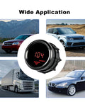 Water temperature gauge 2in/52mm with sensor, close-up, digital red LED display showing 104, for car/truck/marine, DC12V