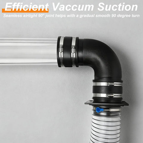 Heavy Duty 4 Inch Dust Collection Fitting Kit For Woodshop includes 90 degree elbow joint with airtight connections for efficient suction.