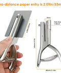 Heavy Duty Single Hole Punch With 2 Inch Reach And One Quarter Inch Hole, Portable Handheld Puncher for paper and cards, silver