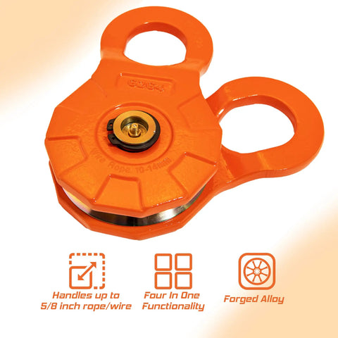 Heavy Duty Snatch Block 12 Ton Recovery Pulley For Off Road Winches Works With Synthetic Rope Or Steel Cable Grease Fitting