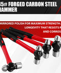4 Piece Ball Peen Hammer Set For Metalworking, Includes 8 12 16 And 24 Oz Hammers With Forged Carbon Steel Heads, Fiberglass Handles And Shock Reduction Grips, Rust Resistant Beefy Workhorse Hammers Built For Tough DIY Or Shop Use