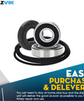 Heavy Duty Front Load Washer Tub Bearings And Seal Kit Replacement For Compatible Models Smooth Spinning Action With Badass Durability, featuring three bearings and rubber seals.