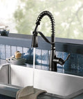 Matte Black Modern Deck Mounted Kitchen Soap Dispenser With An 18 Ounce Refillable Bottle Above The Sink Ideal For Soap
