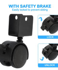2 Inch Swivel Caster With Brake For Furniture Legs Four Pack 360 Degree Rotation Quiet Wheel U Bracket 1 Inch Inner Width