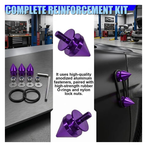 Upgrade Your Ride With These Sick Universal Car Bumper Quick Release Kit Featuring Durable Aluminum Fasteners, Sealing Washers And O Rings For Easy Front Rear Access To Fenders Hoods Or Trunk Lids In Cool Purple Color, purple aluminum fasteners and hardware kit