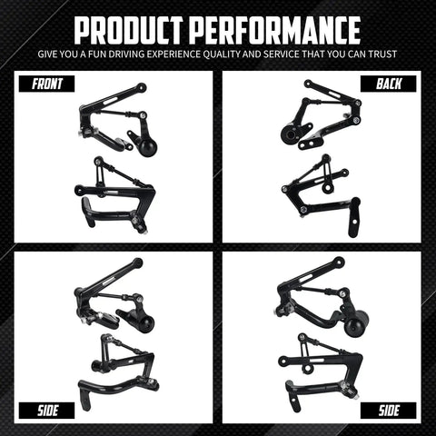 Mid Control Footpeg Kit For Harley Touring 2009-2025 Upgrade Ergonomic Forward Controls With Optimized Angles And Extended Lengths To Cut Riding Fatigue Fits Road King Street Glide Road Glide Ultra Limited Touring Models, black metal set front and side views