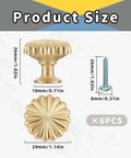 Six Pack Gold Pumpkin Shaped Cabinet Knobs With Screws, Vintage Zinc Alloy Drawer Pulls, 29mm dia, 26mm tall