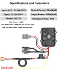 Beefy DC Buck Converter 48V-120V To 12V 32A 400W Regulator for golf carts, motorcycles, scooters with durable power supply