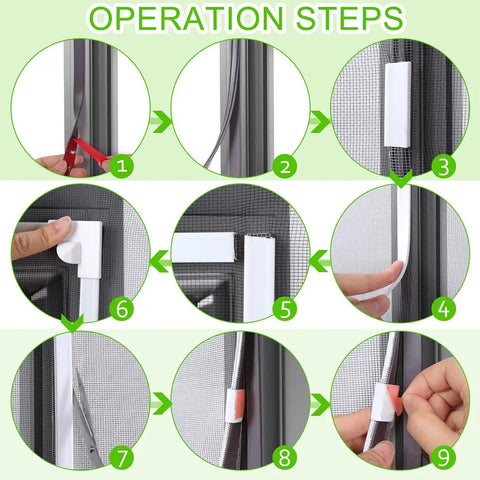 Adjustable DIY Magnetic Window Screen With Fine Fiberglass Mesh For 23 By 32 Inch Openings In White Window Frames With Grey Mesh Lightweight Durable Yet Breathable Easy To Install And Reusable Keeps Bugs Out While Letting Fresh Air In