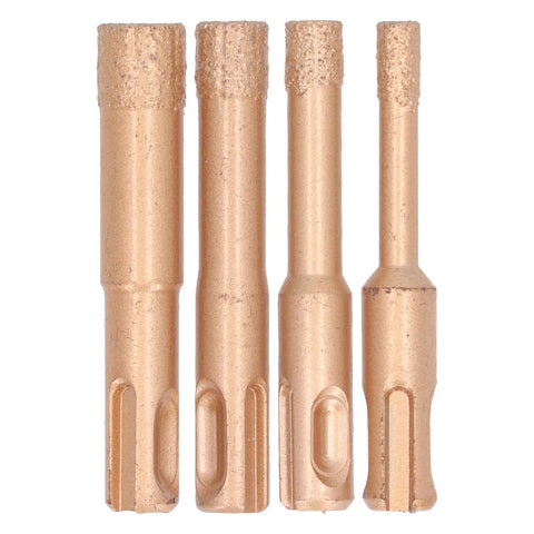 Top Tier Brazed Hole Saw Kit 4 Piece Tile Glass Marble Granite Hole Opener Heavy Duty Shank Drill Bits For Tough Hard Materials And Smooth Cutting Results, 4 bits