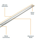 Make Straight Runs No Sweat With This 50 Inch Clamp Edge Extension, 50-inch aluminum build with fixed ends and metal connectors.