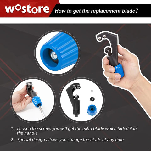 Wostore eccentric flaring tool set with blue-handled tube cutter and seven dies (3/16–3/4 in)