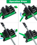Golf Club Regripping Kit With Quick Release Vise Clamp For Grip Removal And Shaft Work Aluminum Golf Shaft Vise Clamp Heavy Duty Home Vise Clamp Tool Set in use, showing operation steps.