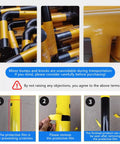 Beefy Heavy Duty Floor Mounted Bollard Safety Guard With Reflective Band, U Shaped Guardrail in transport packaging, close-up view