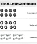 Installation accessories for Iridescent Chrome License Plate Frame With Mirror Polish Finish including screws and caps.