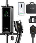 Level 2 EV Charger With WiFi App, 32A J1772, 25Ft Extension Cord, Indoor Outdoor Waterproof, product and accessories display