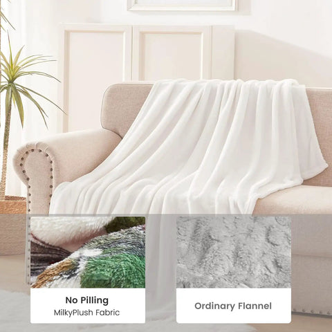 Cozy As Heck Winter Train Blanket For Adults And Kids Flannel Throw with MilkyPlush fabric displayed on a sofa