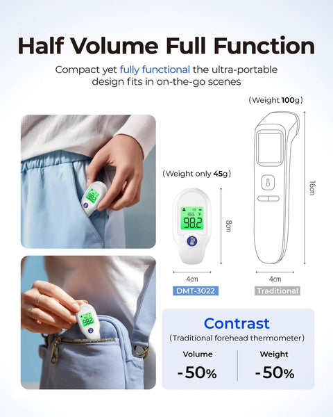 Forehead Thermometer For Adults And Kids Portable Mini Digital Thermometer With One Second High Precision Sensor Medical Grade Chip Instant Readings And Ten Readings Memory For Simple Health Tracking, 8cm