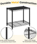Beefy 4 Tier Wire Storage Shelves With 200 Lbs Per Shelf Capacity, Heavy Duty Steel Rack With Black Finish For Kitchen, Garage, Pantry, And Workshop Organization. Black steel wire shelf with open rack and sturdy metal frame.
