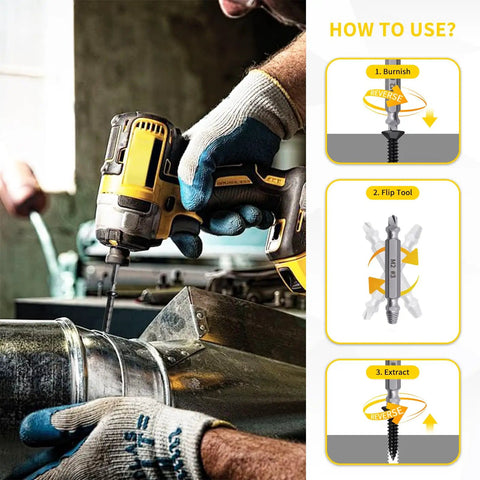 Stripped Screw Extractor Set 4PCS M2 Steel Broken Bolt Remover Easy Out Reverse Drill Bit Tool for DIY and auto repair projects
