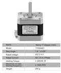 Built Different Nema 17 Stepper Motor With One Meter Cable And Connector 1 5 Amps 60 Oz Inch High Torque 1 8 Degree Step 38mm Body