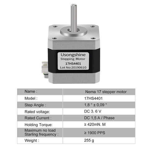 Built Different Nema 17 Stepper Motor With One Meter Cable And Connector 1 5 Amps 60 Oz Inch High Torque 1 8 Degree Step 38mm Body