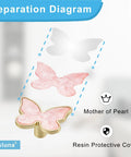Separation diagram of Six Pack Pink Butterfly Dresser Knobs For Bedroom Updates Sturdy Zinc Alloy showing details and materials.
