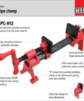 Half Inch H Style Pipe Clamp With Clutch Disc For Easy Adjustments Along The Bar Extra High Base For Clearance From Work Surface