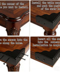 Installation steps for Heavy Duty Black Metal Corner Guards Set Of Four, Built Like A Tank on a wooden table.