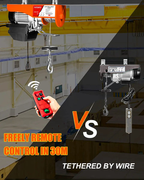 Electric Hoist With Wireless Remote Control 440 880 1320 2200 Lbs Lift Capacity For Garage Ceiling Crane Zinc Plated Steel Hoist