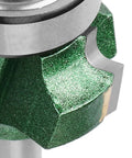 Pro Woodworking Router Bit With 4 Sharp Teeth for precise edge trimming, featuring a close-up of carbide heads on durable shank.