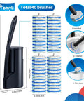 Disposable Toilet Brush With Holder And Extended Magic Wand Handle, 40 Replacement Sponge Heads, No Fuss Quick Clean Toilet Bowl Kit