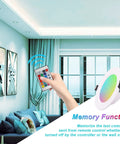 LED Recessed Ceiling Light 3In 4In 5W RGB Dimmable Downlight With remote in living room scene, memory function highlighted.