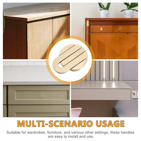 Brushed Brass Concealed Single Hole Cabinet Knobs and Drawer Pulls for Dresser and Closet Cabinets in living spaces