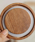 Airtight wooden lid with silicone seal for Four Piece Glass Storage Jars With Airtight Wooden Lids Wide Mouth Canister Set.