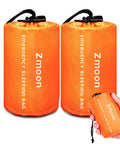 Pack of 2 emergency sleeping bags in bright orange, part of Emergency Mylar Sleeping Bag Set For Camping Waterproof Thermal Bivy Sacks Bivvy Bags