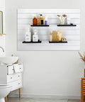 12 Pack Slatwall Shelves 10 By 4.3 Inch Metal Slat Wall Shelf Accessories Heavy Duty Retail Display Panels for bathroom products