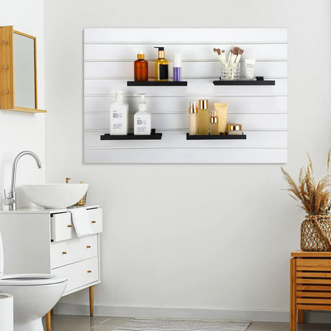 12 Pack Slatwall Shelves 10 By 4.3 Inch Metal Slat Wall Shelf Accessories Heavy Duty Retail Display Panels for bathroom products