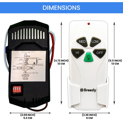 Ceiling Fan Remote Control Kit With 3 Speed Settings And Light Dimming Easy To Program And Install Compact Design Wall Mount Included